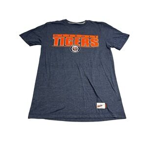 Nike Pro Sports Tee Detroit Tigers Baseball MLB Spellout Logo‎ Heather Blue Sz M